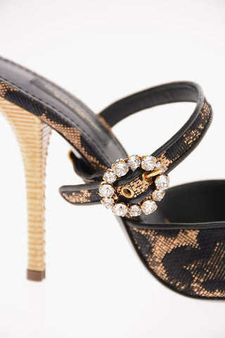 Spotted Fabric KEIRA Sandals with Statement Heel 11 Cm