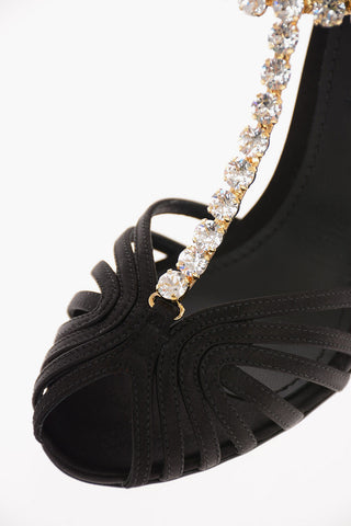 Satin BETTE T-strap Sandals with Jewel Strap 10 Cm