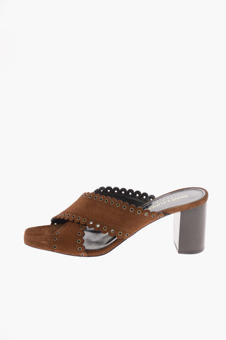Suede LOULOU 70 Open Toe Mules 8 Cm