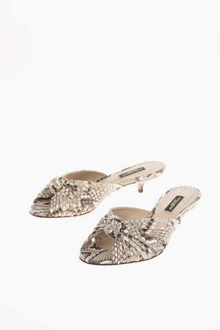Mules in Pelle di Pitone con Tacco Kitten 4 Cm