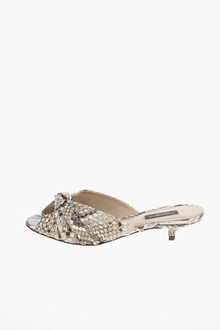 Mules in Pelle di Pitone con Tacco Kitten 4 Cm