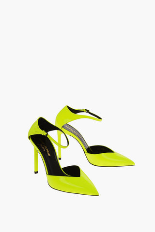 Fluo Patent Leaher ANJA Ankle Strap Pumps 11 Cm