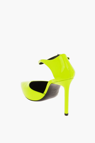 Fluo Patent Leaher ANJA Ankle Strap Pumps 11 Cm