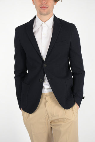Unlined Seersucker Blazer with Patch Pockets