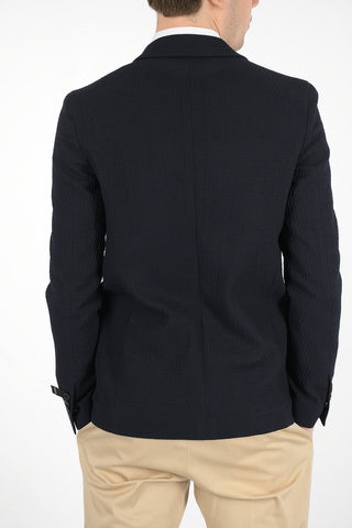 Unlined Seersucker Blazer with Patch Pockets