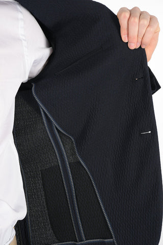 Unlined Seersucker Blazer with Patch Pockets