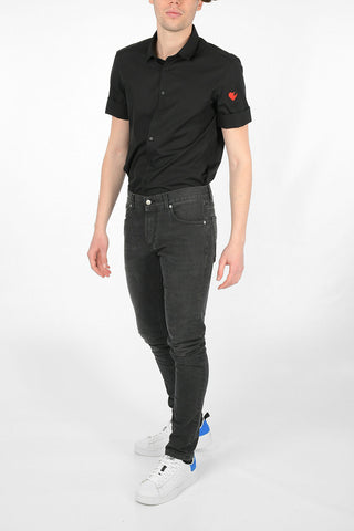 Jeans Skinny Fit con Ricamo Monogram 15 Cm