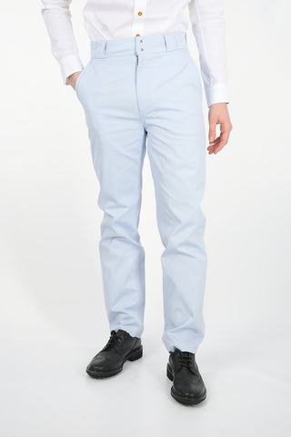 Stretch Cotton Stright Fit Pants with Hidden Closure 
