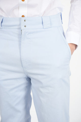 Stretch Cotton Stright Fit Pants with Hidden Closure 