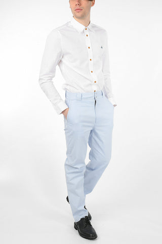 Stretch Cotton Stright Fit Pants with Hidden Closure 
