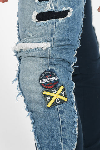 PAUL&SHARK Joggers Distressed in Denim Con Patch Monogram