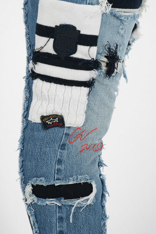 PAUL&SHARK Joggers Distressed in Denim Con Patch Monogram