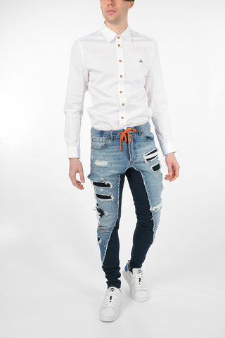 PAUL&SHARK Joggers Distressed in Denim Con Patch Monogram