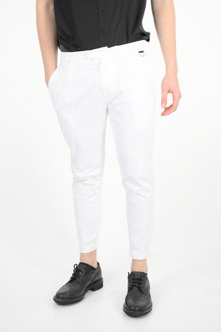 Stretch Cotton Single Pleat Pants with Hidden Closure
