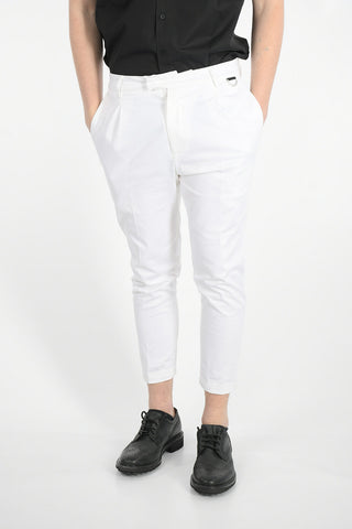 Stretch Cotton Single Pleat Pants with Hidden Closure