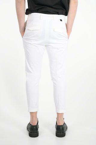 Stretch Cotton Single Pleat Pants with Hidden Closure