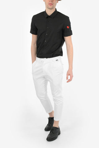 Stretch Cotton Single Pleat Pants with Hidden Closure