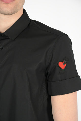 Short Sleeve Loose Fit Shirt with Spread Collar