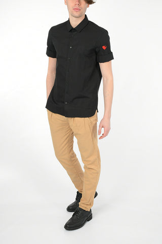 Short Sleeve Loose Fit Shirt with Spread Collar