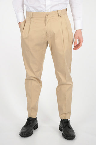 Pantaloni a Doppia Pince con Tasche a Filo