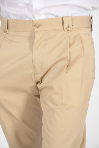Pantaloni a Doppia Pince con Tasche a Filo