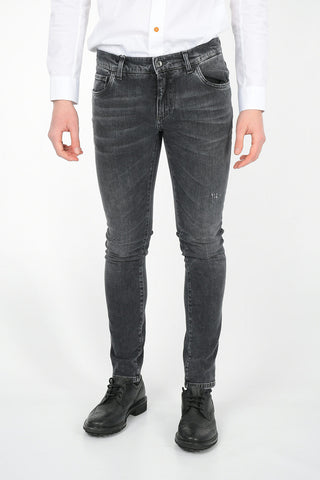 Stretch Cotton Slim Fit Jeans 15 Cm