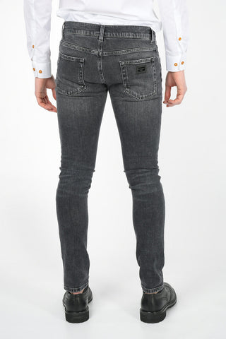 Stretch Cotton Slim Fit Jeans 15 Cm