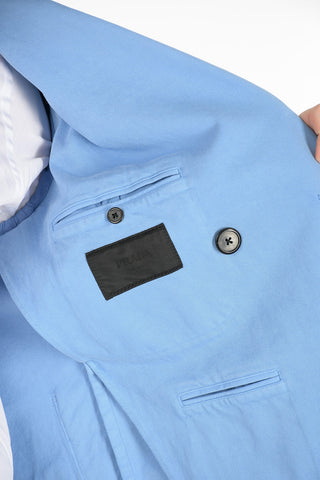 Blazer Doppiopetto in Cotone con Tasche a Toppa