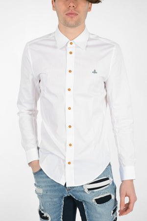 Cotton Oversize Spread Collar  Shirt with Embroidered Detail