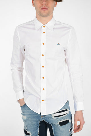 Cotton Oversize Spread Collar  Shirt with Embroidered Detail