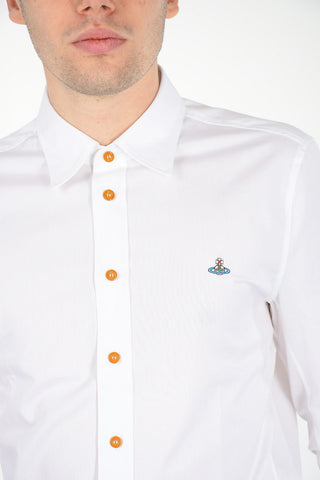 Cotton Oversize Spread Collar  Shirt with Embroidered Detail