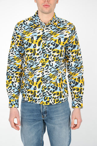 Camicia in Cotone Maculato con Collo Francese 