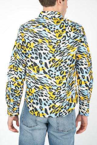 Camicia in Cotone Maculato con Collo Francese 