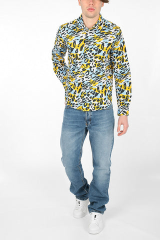 Camicia in Cotone Maculato con Collo Francese 