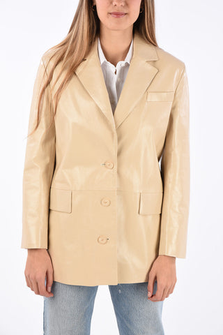 3 Button Leather Blazer