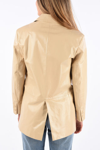 3 Button Leather Blazer
