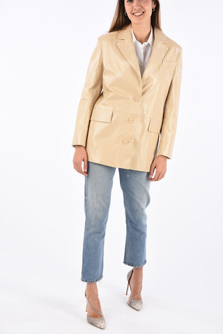 3 Button Leather Blazer