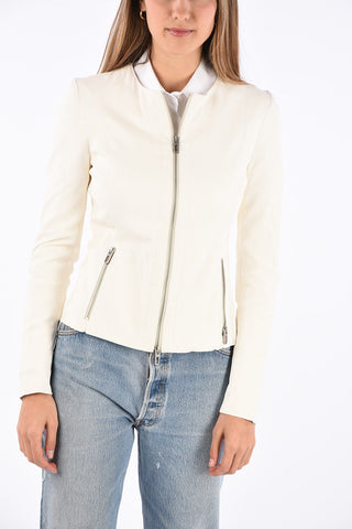 Leather Jacket with ZIp Closure Pocket