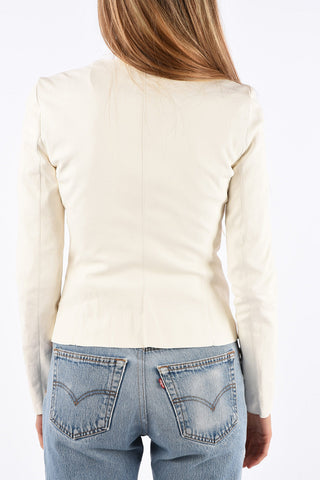 Leather Jacket with ZIp Closure Pocket