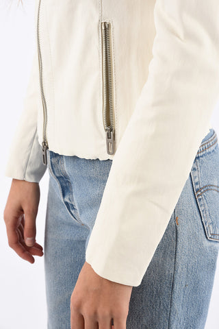 Leather Jacket with ZIp Closure Pocket