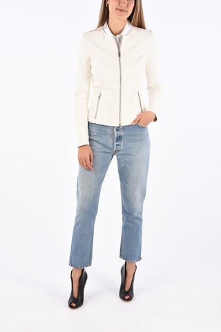 Leather Jacket with ZIp Closure Pocket