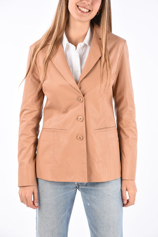 Leather 3 Button Blazer