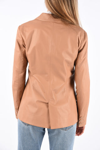 Leather 3 Button Blazer
