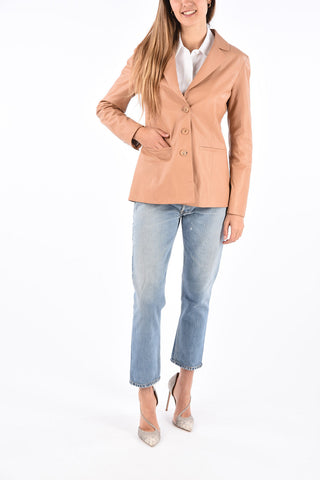 Leather 3 Button Blazer