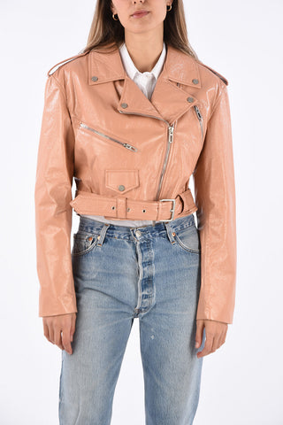 Lacquered Leather Biker Jacket