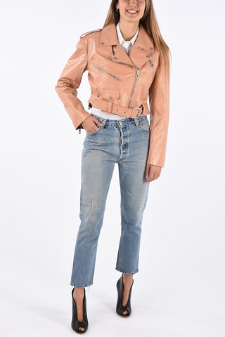 Lacquered Leather Biker Jacket