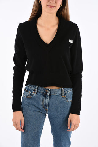 Cashmere V-Neck Crop Sweater