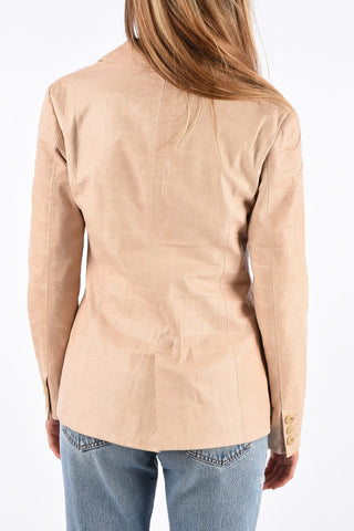 Blazer 3 Bottoni in Pelle Stampa Cocco