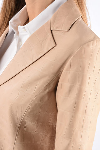 Blazer 3 Bottoni in Pelle Stampa Cocco