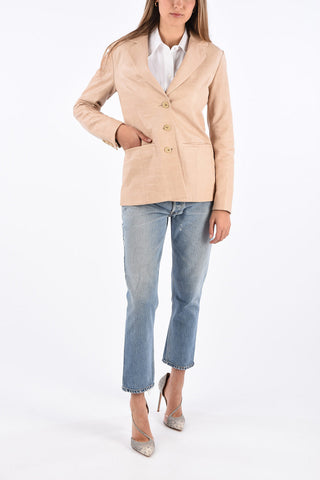 Blazer 3 Bottoni in Pelle Stampa Cocco